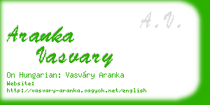 aranka vasvary business card