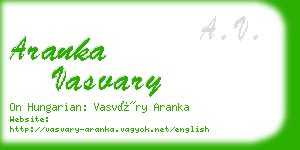 aranka vasvary business card